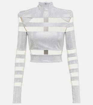 Balmain | Mesh-paneled embellished top