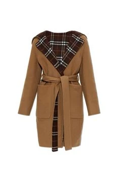 Burberry | Burberry Checked Hooded Belted Reversible Coat