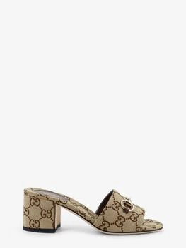 Gucci | GG fabric sandals with metal Horsebit