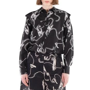 Burberry | Long-Sleeve Knight Hardware Silk Shirt