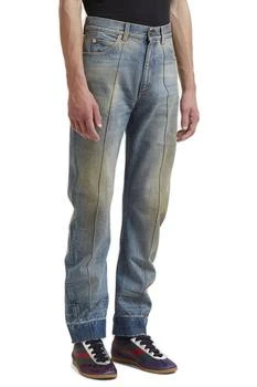 Gucci Logo Patch Distressed Stone Washed Jeans