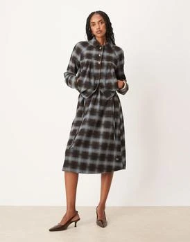 Motel Taka co-ord midiaxi skirt in blue brown check