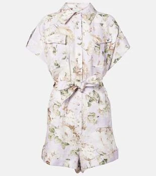 Zimmermann | Acacia floral linen playsuit