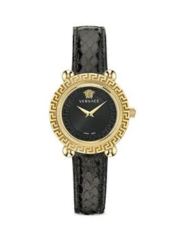 Versace | Greca Twist Stainless Steel
Leather Strap Watch/35MM