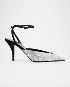 Versace | La Medusa Crystal Satin Slingback Pumps