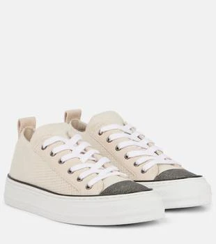 Brunello Cucinelli | Monili suede-trimmed low-top sneakers