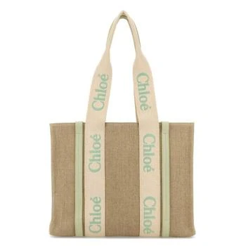 Chloé | Woody Linen Shopping Bag - Light Eucalyptus