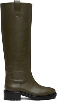 AEYDE Khaki Henry Leather Knee-High Boots