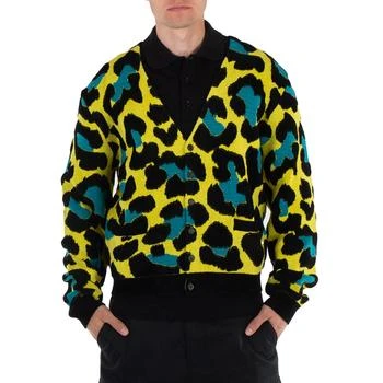 Versace Acid Lime Long Sleeve Leopard Sweater, Brand Size 46 (US Size 36)