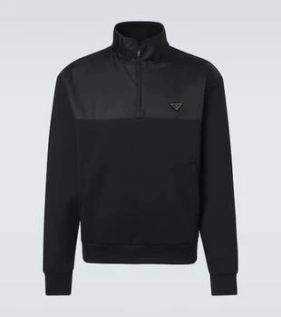Prada | Cotton-blend fleece half-zip sweatshirt
