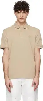 Moncler | Beige Logo Patch Cotton Polo