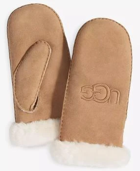 UGG UGG Women's Embroidered Shearling Fur Mittens