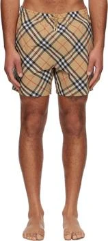 Burberry | Beige Check Swim Shorts