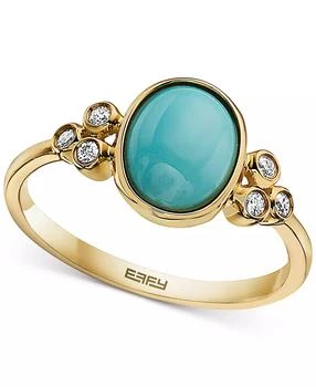 Effy | EFFY® Turquoise & Diamond (1/10 ct. t.w.) Ring in 14k Gold