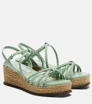 Jimmy Choo | Nyra braided leather espadrille wedges