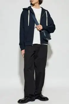 Jil Sander | Jil Sander Logo Embroidered Zip-Up Drawstring Hoodie