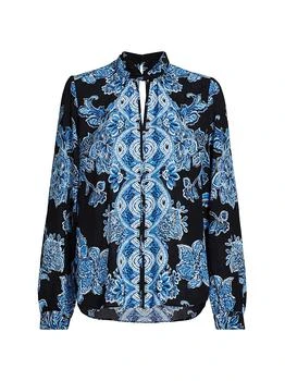 Skylar Floral Satin Long-Sleeve Blouse