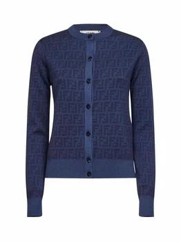 Fendi | Fendi FF Jacquard Crewneck Buttoned Cardigan