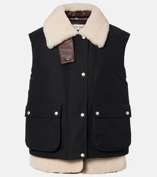Loewe | Shearling-trimmed cotton-blend vest