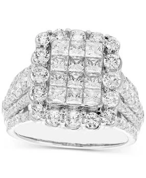 Macy's | Diamond Emerald Shaped Halo Cluster Engagement Ring (3 ct. t.w.) in 14k White Gold