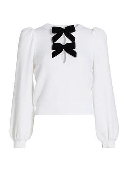Doris Bow Puff-Sleeve Sweater
