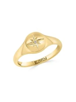 Effy | 14K Yellow Gold
0.001 TCW Diamond Star Signet Ring