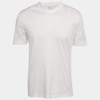 Brunello Cucinelli | Brunello Cucinelli White Cotton Jersey V Neck T-Shirt M