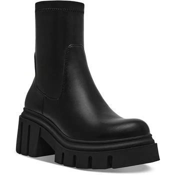 Womens Solid Faux Leather Motorcycle Boots