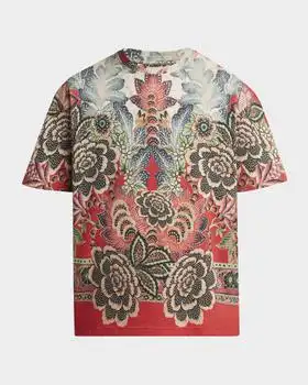 ETRO | Men's Abstract Floral Crewneck T-Shirt