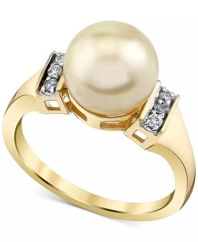 Macy's | Cultured Golden South Sea Pearl (9mm) & Diamond (1/10 ct. t.w.) Ring in 10k Gold