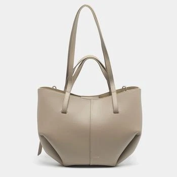 Polène Grey Leather Mini Cyme Tote