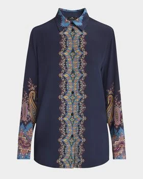 ETRO | Long-Sleeve Printed Silk Shirt