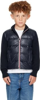 Moncler | Big Kids Navy Padded Wool Zip-Up Cardigan