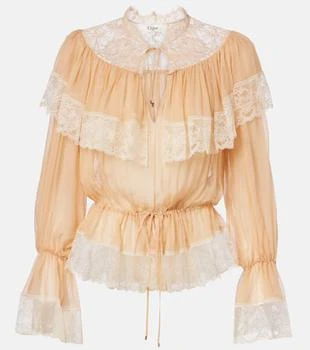 Chloé | Lace-trimmed silk blouse