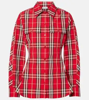 Burberry | Burberry Check peplum cotton shirt