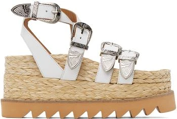 White Pin-Buckle Platform Sandals