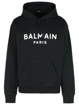 Balmain | Balmain Logo Printed Drawstring Hoodie