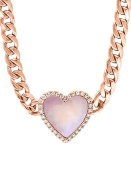 14K Rose Gold, Mother Of Pearl 
0.11 TCW Diamond Heart Pendant Necklace