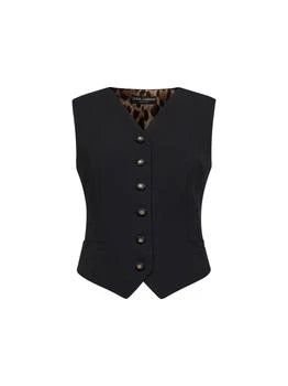 Dolce & Gabbana | DOLCE & GABBANA | Black stretch wool vest with Leopard-print back | Women | 40