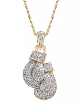 Macy's | Men's Diamond Boxing Gloves 22" Pendant Necklace (1/2 ct. t.w.) in 14k Gold-Plated Sterling Silver