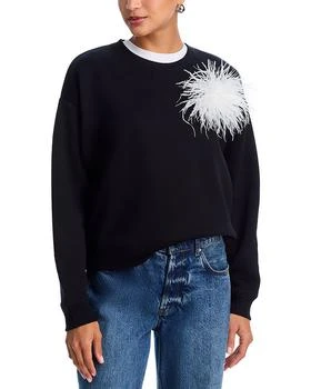 AQUA Feather Pin Fleece Crewneck Sweatshirt - Exclusive