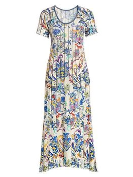 ETRO | Bouquet Pleated Short-Sleeve Midi-Dress