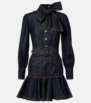 Zimmermann | Bow-detail cotton denim minidress