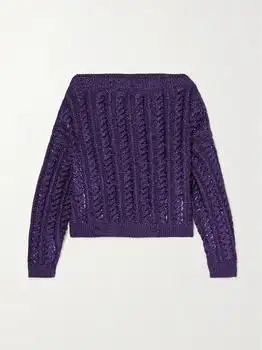 Valentino | Off-the-shoulder Sequined Metallic Knitted Sweater
