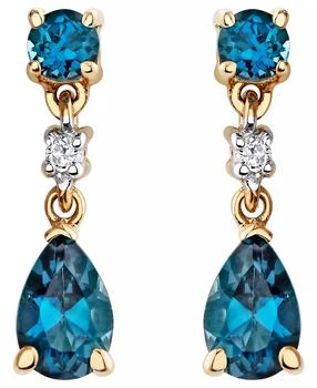 Macy's | Blue Topaz (1 ct. t.w.) & Diamond Accent Drop Earrings in 14k Yellow Gold