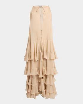 Chloé | Silk Tiered-Ruffle Sleeveless Maxi Dress