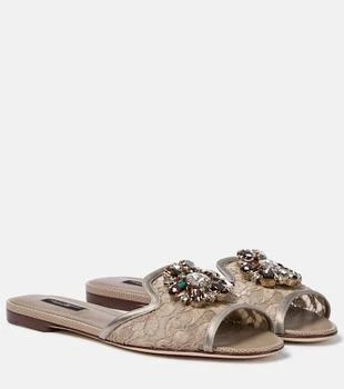 Dolce 
Gabbana | Bianca embellished lace slides