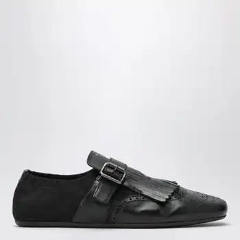 Prada | Black leather Shuffle buckle shoes