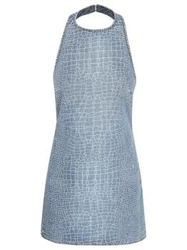 Self Portrait | Self-Portrait Embossed Embellished Denim Mini Dress