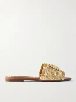 Dolce & Gabbana | Embellished Braided Raffia Sandals - Beige - IT35